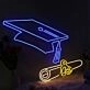 Graduation Cap With Diploma Neon Sign