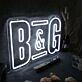 B And G White Neon Sign