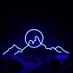 Silhouette Of Mountains And Sun Blue Neon Sign