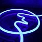 Silhouette Of Mountains And Sun Blue Neon Sign
