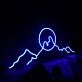 Silhouette Of Mountains And Sun Blue Neon Sign