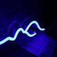 Silhouette Of Mountains And Sun Blue Neon Sign