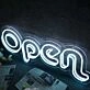 Open White Custom Neon LED Sign