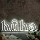 Huha White Neon Sign
