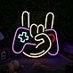 Rock Gesture With Game Controller Neon Sign