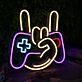 Rock Gesture With Game Controller Neon Sign