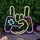 Rock Gesture With Game Controller Neon Sign