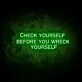 Check Yourself Before You Kill Yourself LED Neon Sign