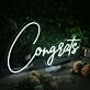 Congrats White Custom LED Neon Sign