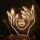 Half Face Formed By Two Beautiful Hands Neon Sign