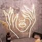 Half Face Formed By Two Beautiful Hands Neon Sign