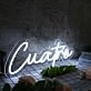 Cuatro White Neon Sign