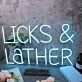 Licks And Lather Blue Neon Sign