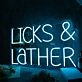 Licks And Lather Blue Neon Sign