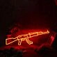 AK-47 Machine Gun Red Neon Sign