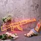 AK-47 Machine Gun Red Neon Sign