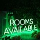 Rooms Available Green Neon Sign