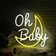 Oh Baby With Moon White Neon Sign