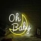 Oh Baby With Moon White Neon Sign