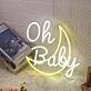 Oh Baby With Moon White Neon Sign