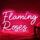 Flaming Roses Pink Neon Sign