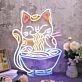 Lucky Cat Eating Noodles Custom Neon Sign