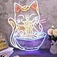 Lucky Cat Eating Noodles Custom Neon Sign
