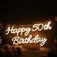 Happy 50th Birthday Yellow Neon Sign