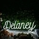 Delaney White Neon Sign