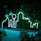 City Skyline Blue Neon Sign