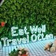 Eat Well Travel Often Blue Neon Sign