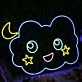 Adorable Cloud With Moon And Stars Neon Sign