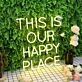 This Is Our Happy Place Yellow Neon Sign