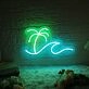 Beach Vibes Palm Tree Waves Neon Sign