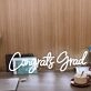 Congrats Grad White Neon Sign