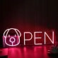Open With Dog Head Red Neon Sign
