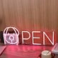 Open With Dog Head Red Neon Sign