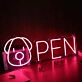 Open With Dog Head Red Neon Sign