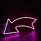 Left Arrow Purple Neon Sign