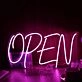 Open Purple Neon Sign