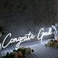 Congrats Grad White Neon Sign