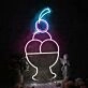 A Bowl Of Ice Cream with Cheery Neon Sign