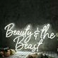 Beauty And The Beast White Neon Sign