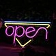 Open With Inverted Triangle Neon Sign
