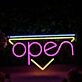 Open With Inverted Triangle Neon Sign