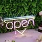 Open With Inverted Triangle Neon Sign
