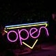 Open With Inverted Triangle Neon Sign