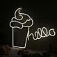 Hello With Ice Cream White Neon Sign