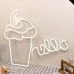 Hello With Ice Cream White Neon Sign