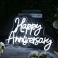 Happy Anniversary White Neon Sign